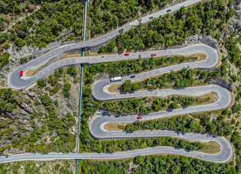 High angle view of cars on road