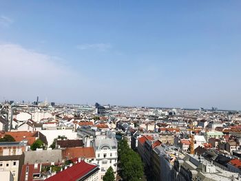 High angle view of townscape against sky