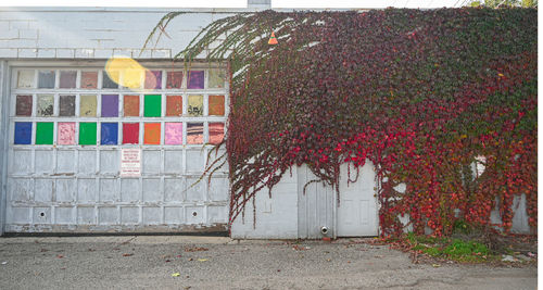 Multi colored wall by building