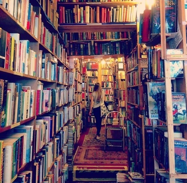 indoors, book, shelf, large group of objects, retail, lifestyles, bookshelf, variation, choice, store, arrangement, education, multi colored, architecture, abundance, library, built structure, in a row