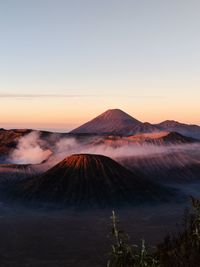 Scenic view of mountains against clear sky