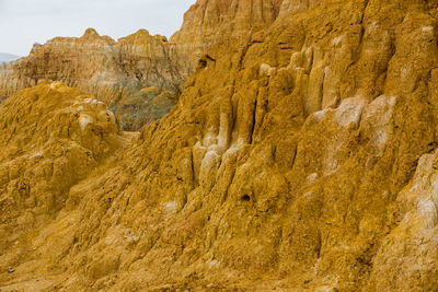 Rock formations on landscape against sky