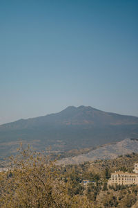 Scenic view of mountains against clear sky