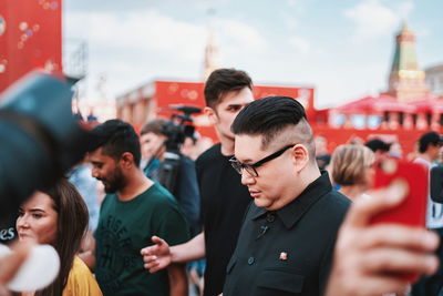 Group of people looking at camera