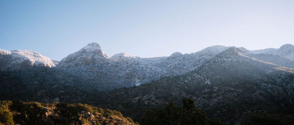 Scenic view of mountains against clear sky