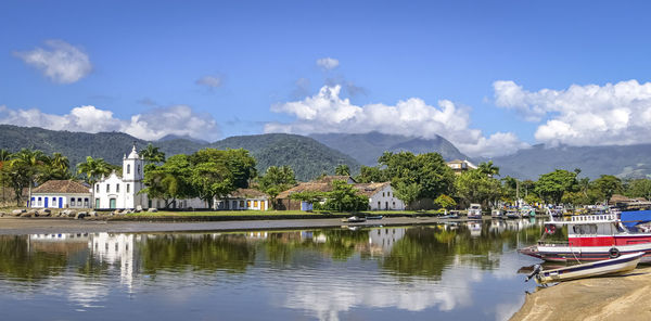 Scenic view of lake against sky