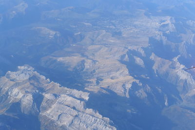 Aerial view of snowcapped mountains