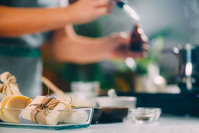 Making soap at home, using natural ingredients