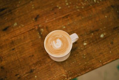 High angle view of coffee on table