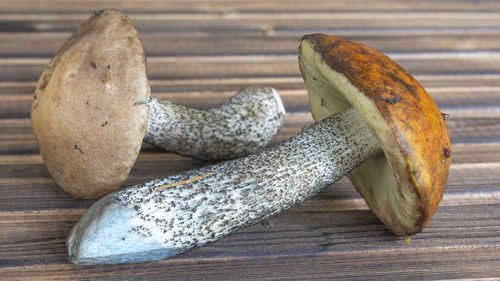 High angle view of bananas on table