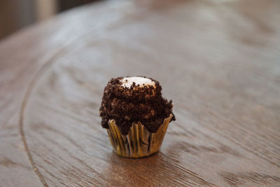 High angle view of dessert on table