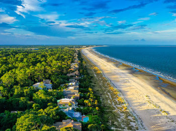 High angle view of sea against sky