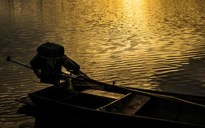 Boat in lake at dusk