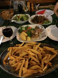 Directly above shot of meal served in plate