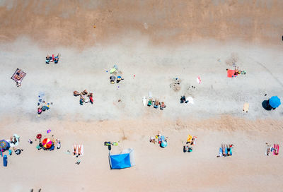High angle view of people on beach