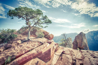 Scenic view of rocky mountains against sky