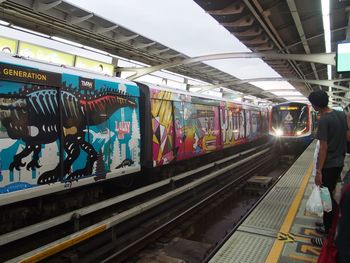 Train on railroad station platform