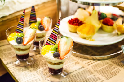 Close-up of dessert on table