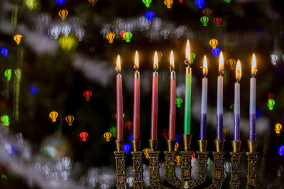 Close-up of illuminated candles