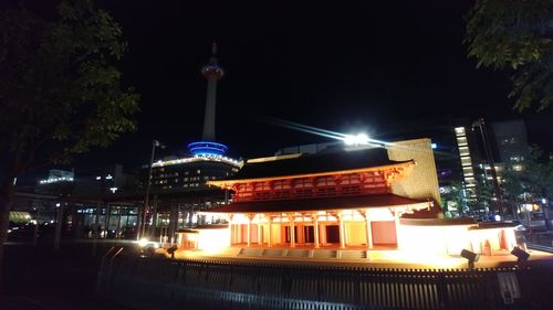 Illuminated buildings at night