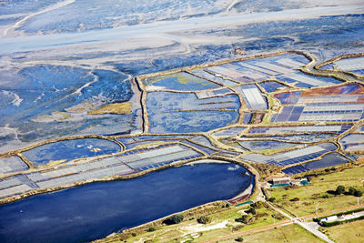 High angle view of agricultural landscape