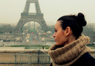 Side view of young woman