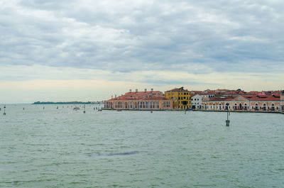Part of a venetian cityscape with a part of the blue adriatic sea