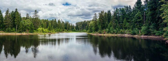 Panoramic view of a beautiful reservoir on the river. gorecko koscielne, poland