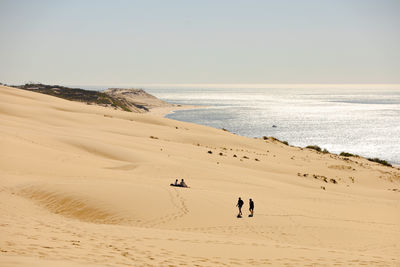 Scenic view of beach against clear sky