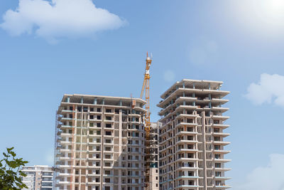 Crane work at a construction site in alanya, turkey.