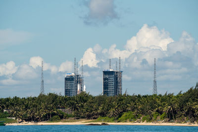 Panoramic view of rocket launch in wenchang, china