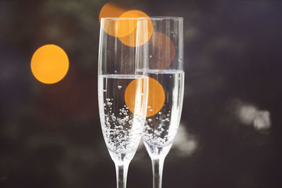Close-up of champagne flute outdoors