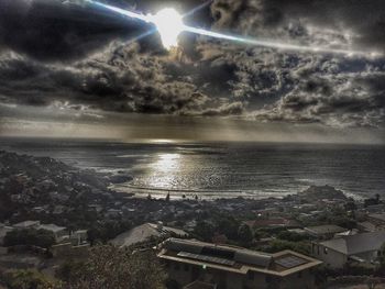 Scenic view of sea against cloudy sky