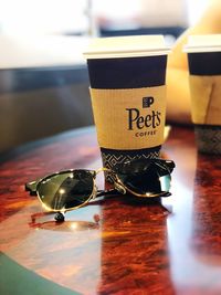 Close-up of coffee on table