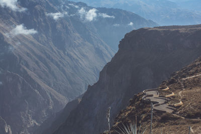 High angle view of observation point on mountain