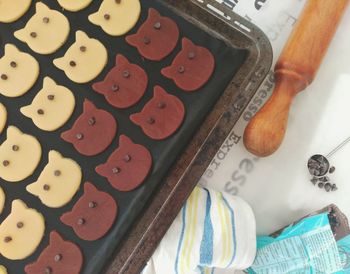 High angle view of multi colored pencils