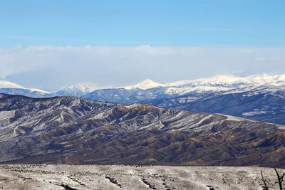 Mountain range winter landscape and view in georgia