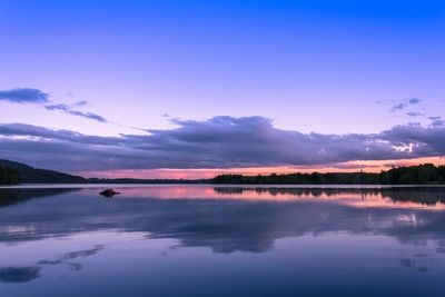 Scenic view of lake against sky at sunset