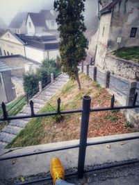 Street by buildings in city