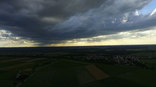 Scenic view of landscape against cloudy sky