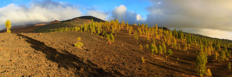 Panoramic view of landscape against cloudy sky