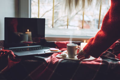 Coffee cup on table