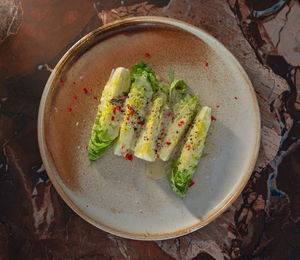 High angle view of food on table