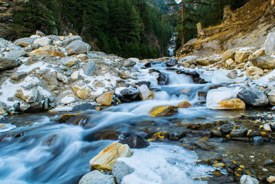 River flowing through rocks in forest