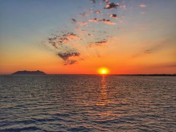 View of calm sea at sunset