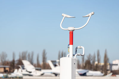 Low angle view of bicycle against clear sky