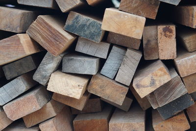 Full frame shot of stack of firewood