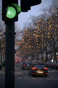 Traffic on street in city at night