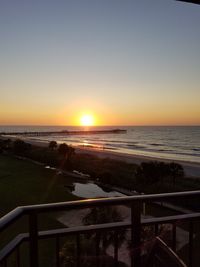 Scenic view of sea against clear sky during sunset