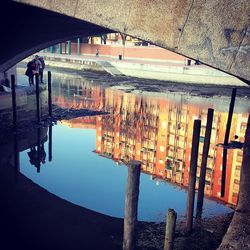 Reflection of buildings in water